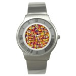 Red, yellow and blue pattern Stainless Steel Watch Front