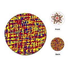 Red, Yellow And Blue Pattern Playing Cards (round) 