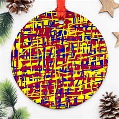 Red, Yellow And Blue Pattern Round Ornament (two Sides) 