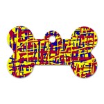 Red, yellow and blue pattern Dog Tag Bone (One Side) Front