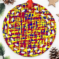 Red, Yellow And Blue Pattern Ornament (round Filigree) 