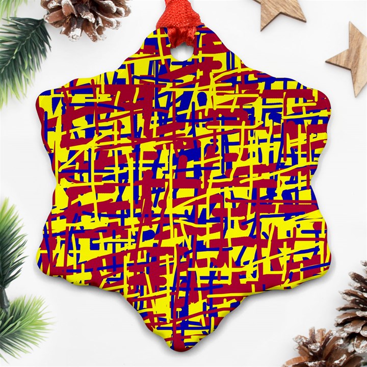 Red, yellow and blue pattern Snowflake Ornament (2-Side)