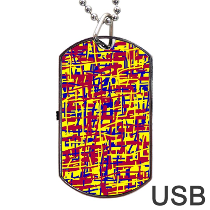 Red, yellow and blue pattern Dog Tag USB Flash (Two Sides) 