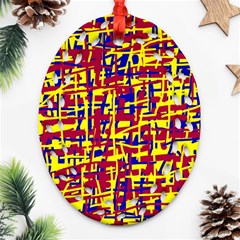 Red, Yellow And Blue Pattern Oval Filigree Ornament (2-side) 