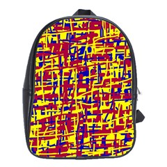 Red, Yellow And Blue Pattern School Bags (xl)  by Valentinaart