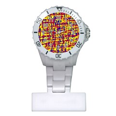 Red, Yellow And Blue Pattern Plastic Nurses Watch