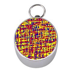 Red, Yellow And Blue Pattern Mini Silver Compasses