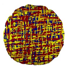 Red, Yellow And Blue Pattern Large 18  Premium Flano Round Cushions