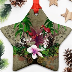 Wonderful Tropical Design With Palm And Flamingo Ornament (star) 