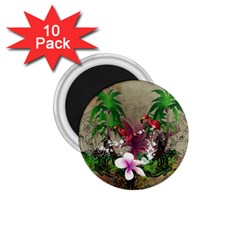 Wonderful Tropical Design With Palm And Flamingo 1 75  Magnets (10 Pack)  by FantasyWorld7