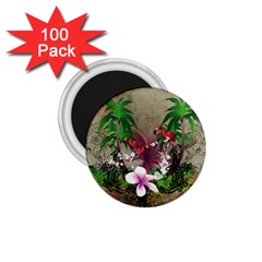 Wonderful Tropical Design With Palm And Flamingo 1 75  Magnets (100 Pack)  by FantasyWorld7