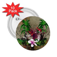 Wonderful Tropical Design With Palm And Flamingo 2 25  Buttons (10 Pack) 