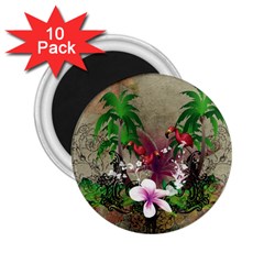 Wonderful Tropical Design With Palm And Flamingo 2 25  Magnets (10 Pack) 