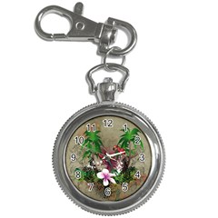 Wonderful Tropical Design With Palm And Flamingo Key Chain Watches by FantasyWorld7