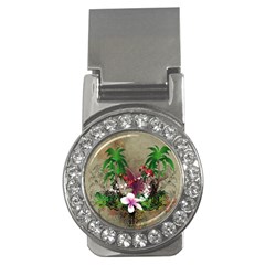 Wonderful Tropical Design With Palm And Flamingo Money Clips (cz) 