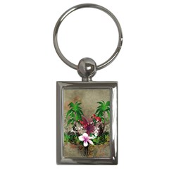 Wonderful Tropical Design With Palm And Flamingo Key Chains (rectangle)  by FantasyWorld7