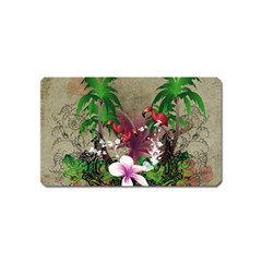 Wonderful Tropical Design With Palm And Flamingo Magnet (name Card)