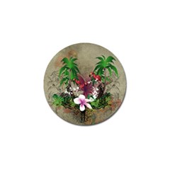 Wonderful Tropical Design With Palm And Flamingo Golf Ball Marker (10 Pack)