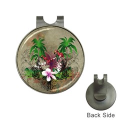 Wonderful Tropical Design With Palm And Flamingo Hat Clips With Golf Markers