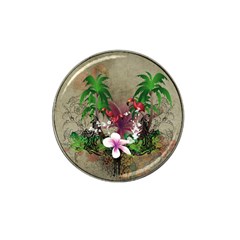 Wonderful Tropical Design With Palm And Flamingo Hat Clip Ball Marker