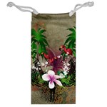 Wonderful Tropical Design With Palm And Flamingo Jewelry Bags Back