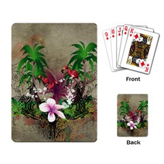 Wonderful Tropical Design With Palm And Flamingo Playing Card