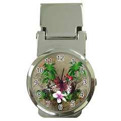 Wonderful Tropical Design With Palm And Flamingo Money Clip Watches