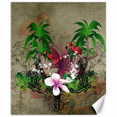 Wonderful Tropical Design With Palm And Flamingo Canvas 8  X 10 