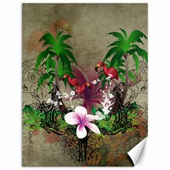 Wonderful Tropical Design With Palm And Flamingo Canvas 12  X 16   by FantasyWorld7