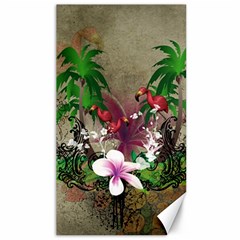 Wonderful Tropical Design With Palm And Flamingo Canvas 40  X 72  