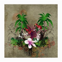 Wonderful Tropical Design With Palm And Flamingo Medium Glasses Cloth