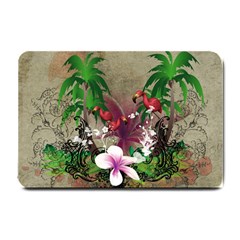 Wonderful Tropical Design With Palm And Flamingo Small Doormat 