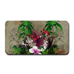 Wonderful Tropical Design With Palm And Flamingo Medium Bar Mats