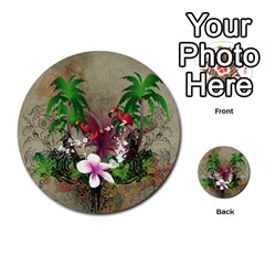 Wonderful Tropical Design With Palm And Flamingo Multi-purpose Cards (round)  by FantasyWorld7