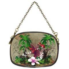 Wonderful Tropical Design With Palm And Flamingo Chain Purses (one Side)  by FantasyWorld7