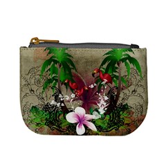 Wonderful Tropical Design With Palm And Flamingo Mini Coin Purses