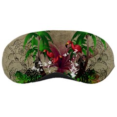 Wonderful Tropical Design With Palm And Flamingo Sleeping Masks by FantasyWorld7