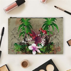 Wonderful Tropical Design With Palm And Flamingo Cosmetic Bag (large) 