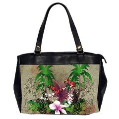 Wonderful Tropical Design With Palm And Flamingo Office Handbags (2 Sides) 