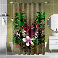 Wonderful Tropical Design With Palm And Flamingo Shower Curtain 48  X 72  (small) 