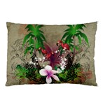 Wonderful Tropical Design With Palm And Flamingo Pillow Case (Two Sides) Front