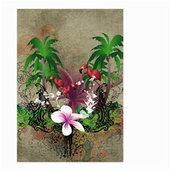 Wonderful Tropical Design With Palm And Flamingo Small Garden Flag (two Sides)