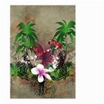 Wonderful Tropical Design With Palm And Flamingo Large Garden Flag (Two Sides) Front