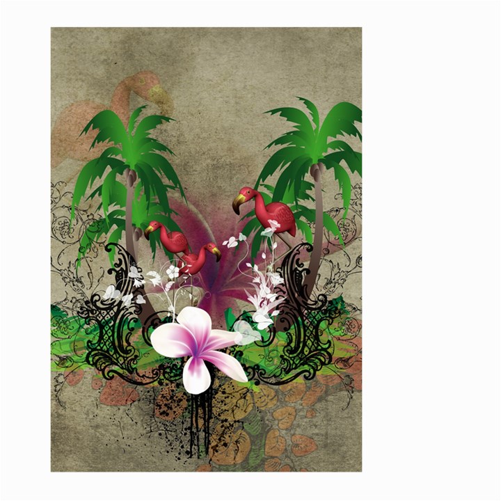 Wonderful Tropical Design With Palm And Flamingo Large Garden Flag (Two Sides)