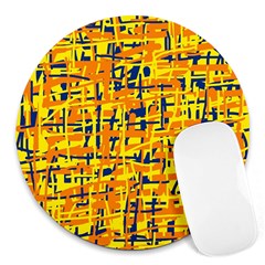 Yellow, Orange And Blue Pattern Round Mousepads