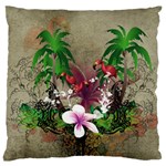 Wonderful Tropical Design With Palm And Flamingo Large Cushion Case (One Side) Front