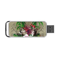 Wonderful Tropical Design With Palm And Flamingo Portable Usb Flash (one Side) by FantasyWorld7