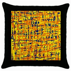 Yellow, Orange And Blue Pattern Throw Pillow Case (black)