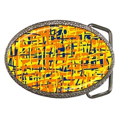 Yellow, Orange And Blue Pattern Belt Buckles