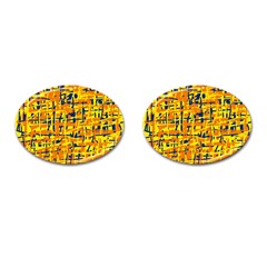 Yellow, orange and blue pattern Cufflinks (Oval)